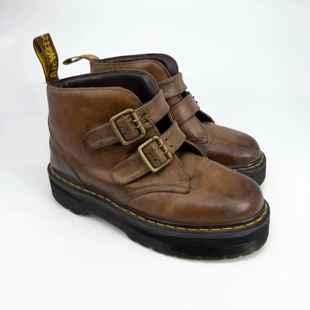 DR. MARTENS Devon Platform Ankle Boot Brown Leather 9